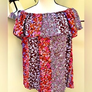 NWT, Anthropologie Maeve floral patterned cold shoulder summer top, size L